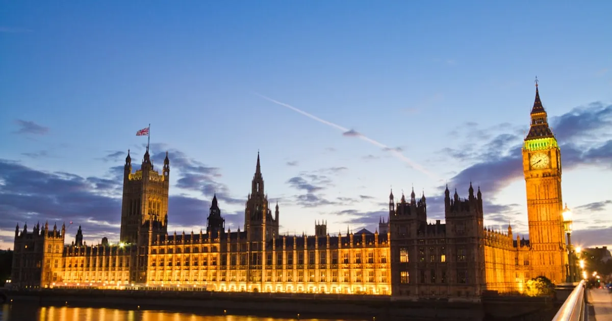 Big ben and the houses of parliament at dusk.